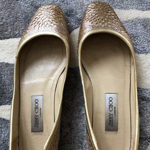 Jimmy Choo Sparkle Flower Cutout Flats (size 39)